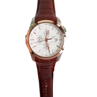 Tissot White and brown leather watch